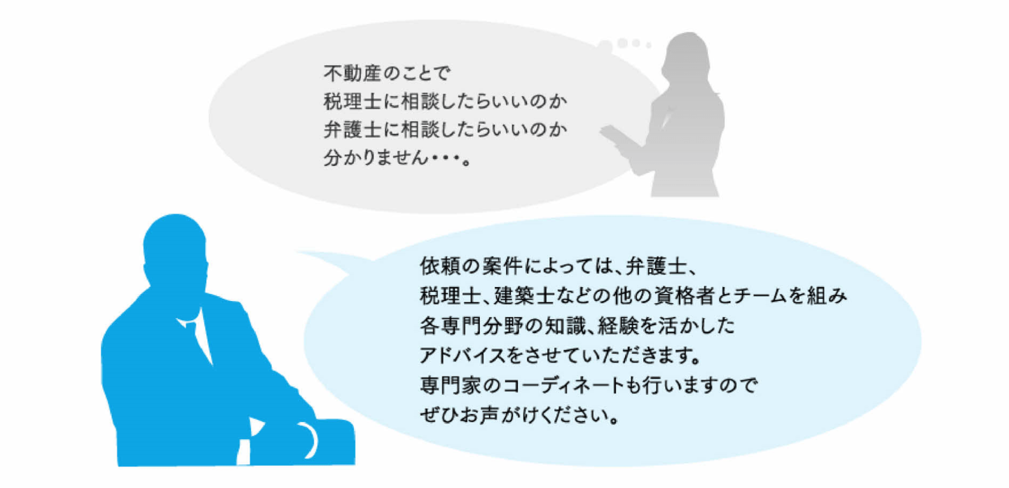 ご相談 税金や法律の専門家と連携